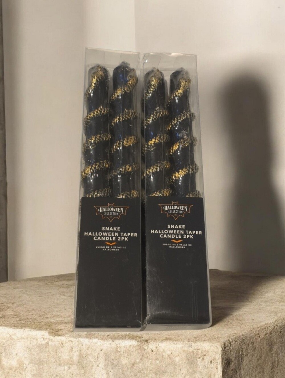 2-2pk Black & Gold Snake Candles